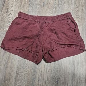 KUT from the Kloth maroon red Linen Shorts Womens 8 Pull On Drawstring Burgundy